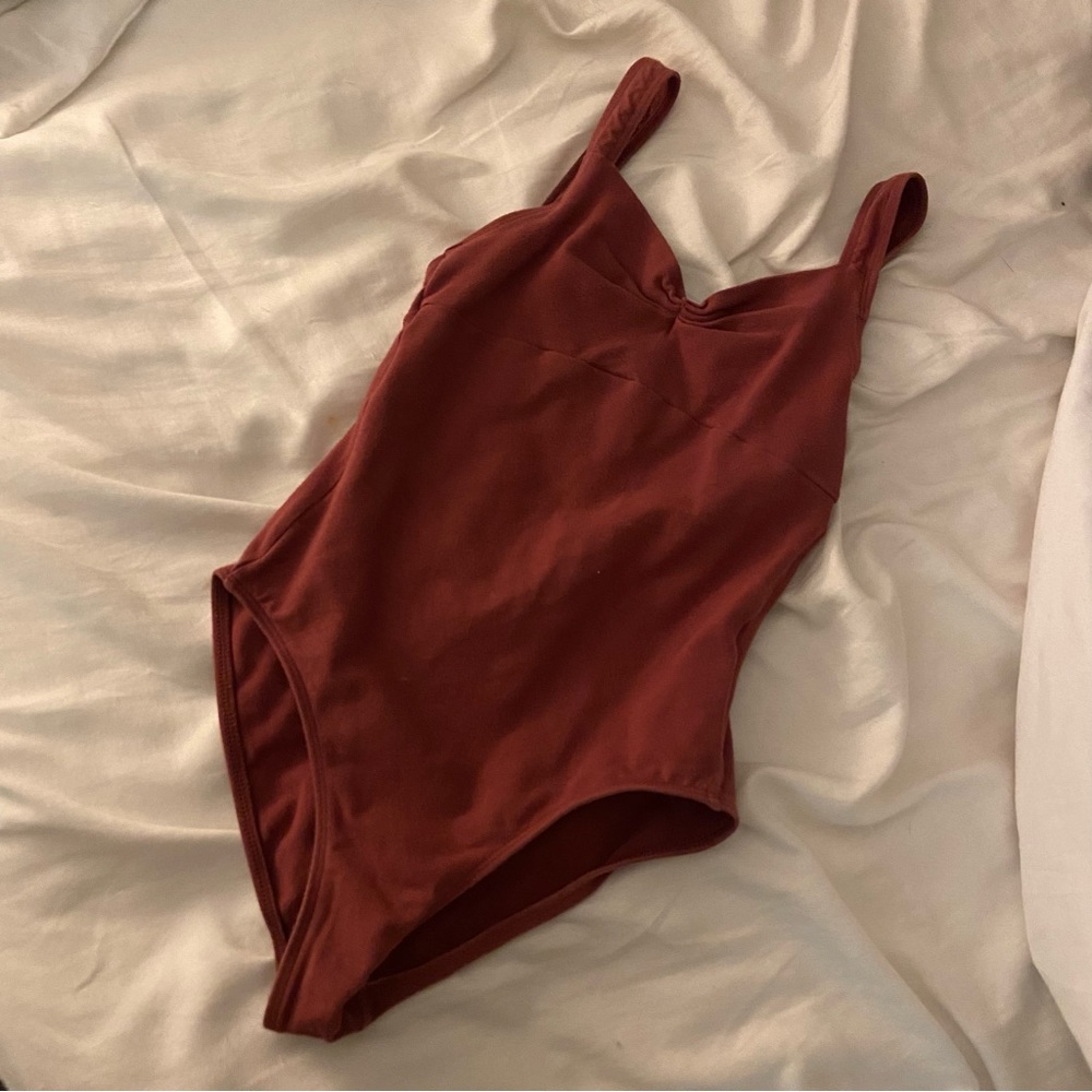 wear moi burgundy cotton ballet leotard xs